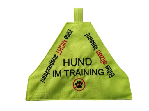 Leuchtend gelbe Hunde Warndecke mit Text 